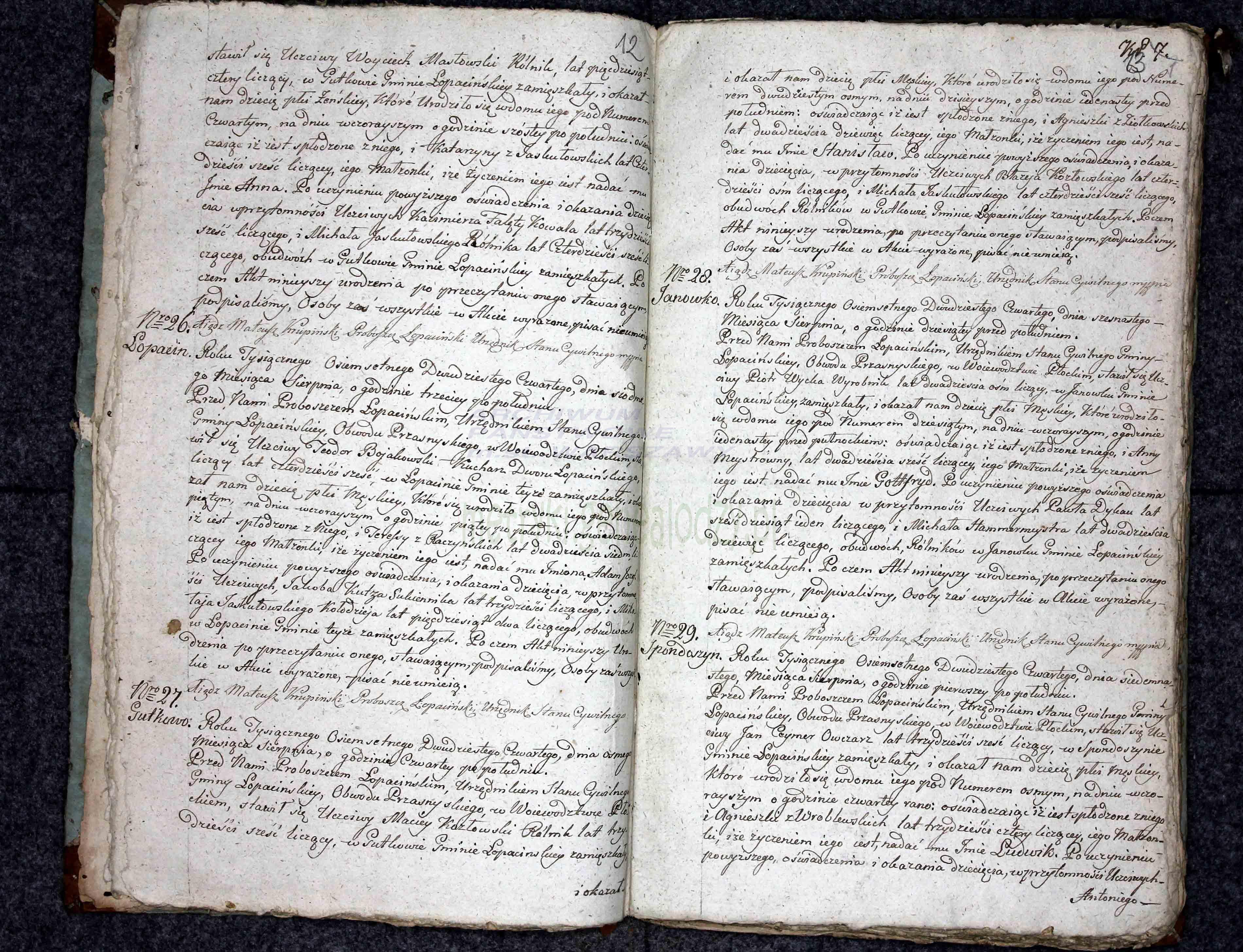 Metryka Chrztu - Stanisław Kozłowski - 08.08.1824