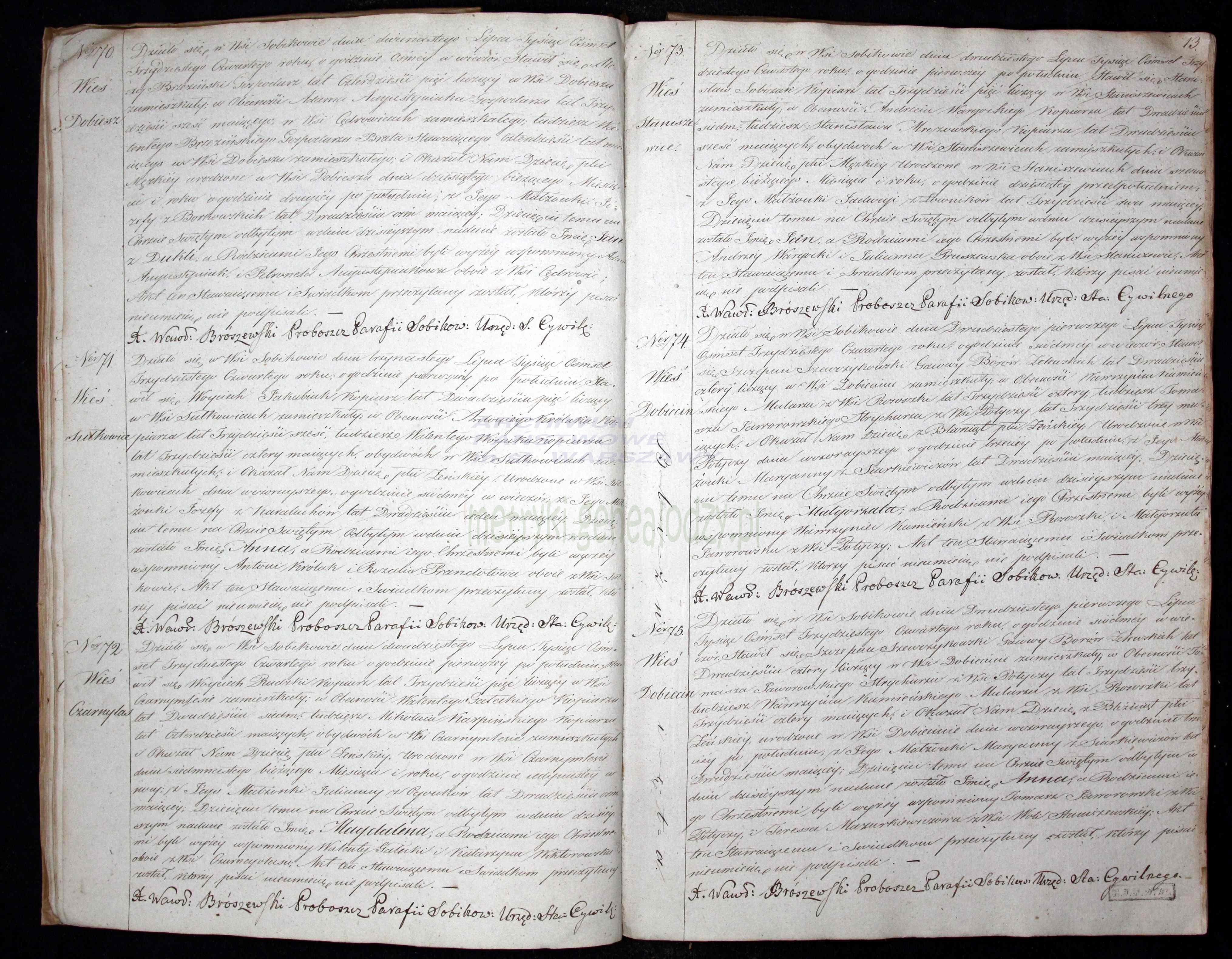 Metryka Chrztu - Anna Jakubiak - 12.07.1834